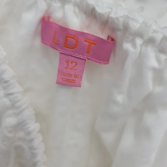 LDT Ashley Off-the-Shoulder ¾ Blouson Sleeve Ruffle Drawstring Tie Waist… - Picture 8 of 10